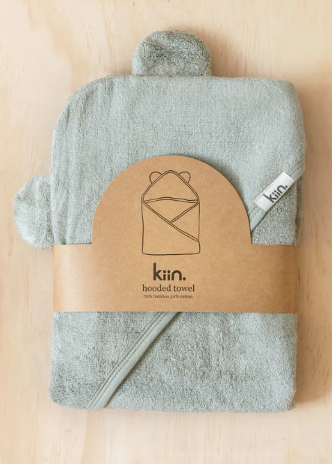 Kiin baby hooded towel sage 