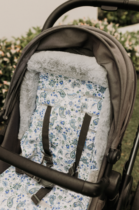 OIOI pram liner blue paisley fleece 