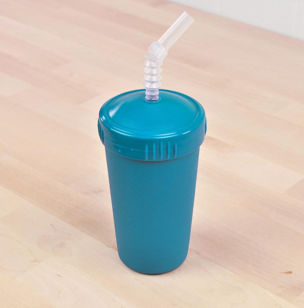 Re-play teal cup with straw teal 